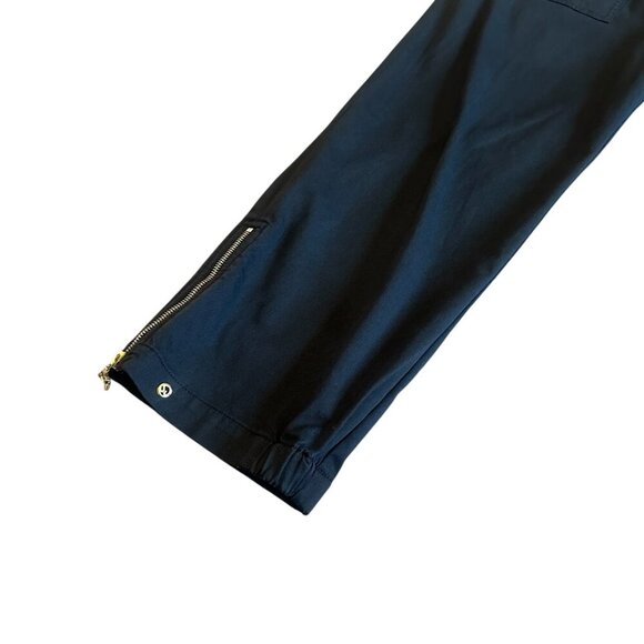 St. John Sport x Marie Gray Black Cropped Length Pants Slacks Gold Zip Size 4 - Picture 5 of 11